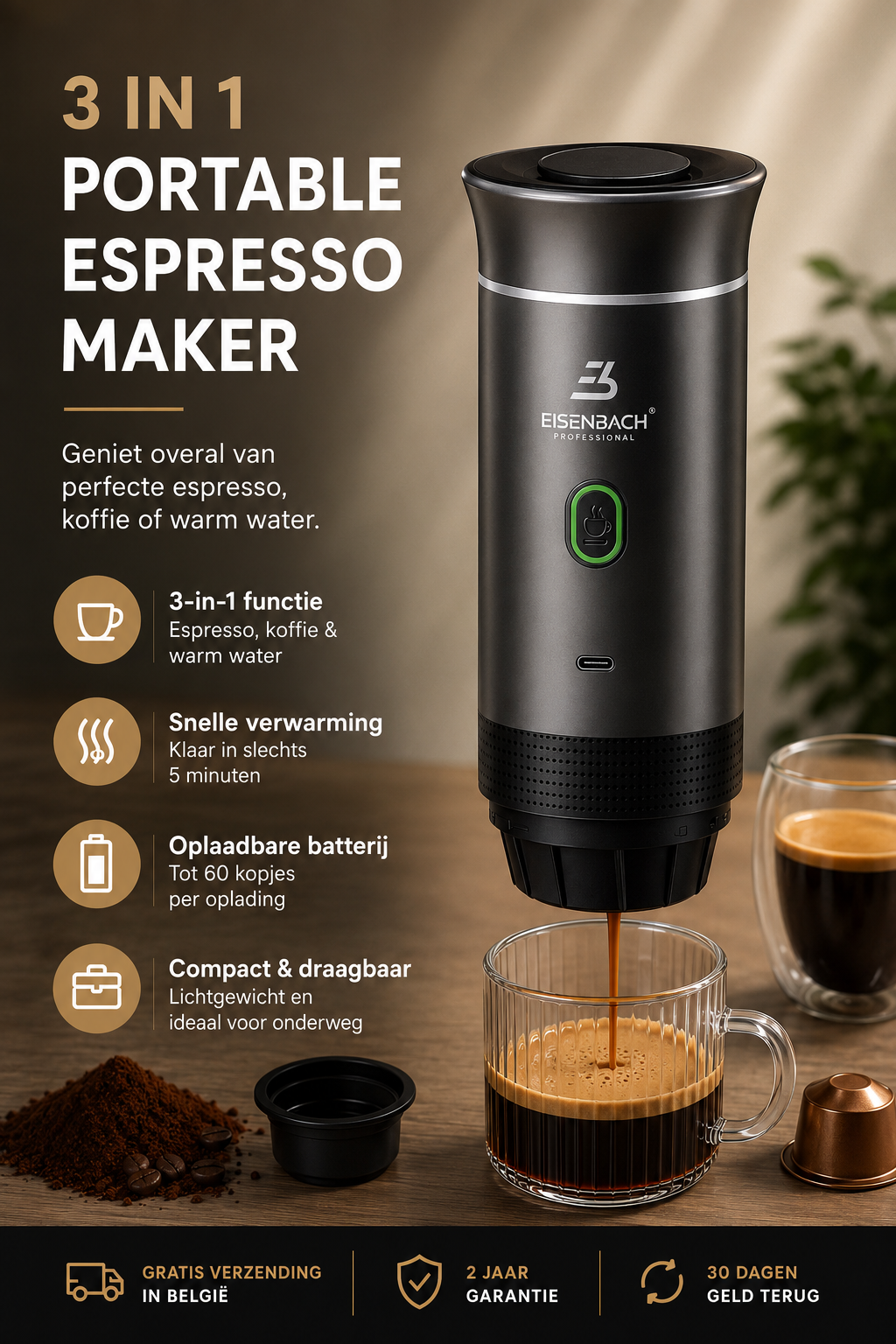 3-in-1 Draagbare Espressomachine
