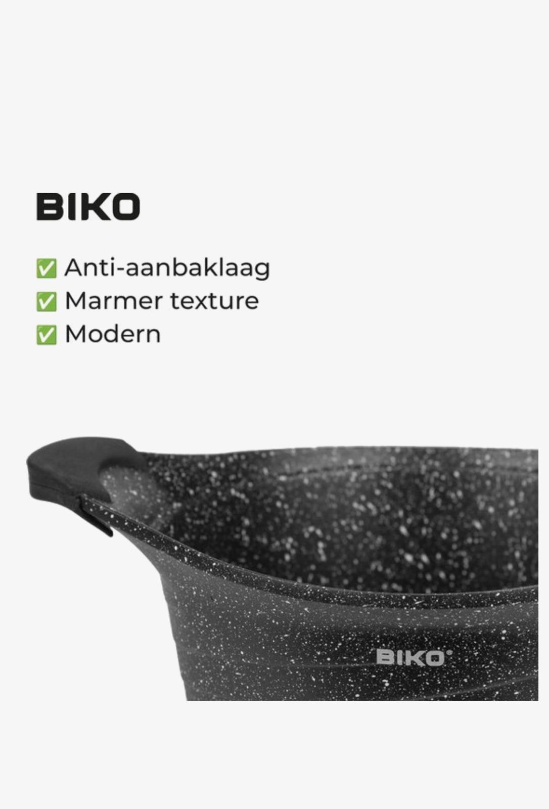 BIKO Kookset – 5-delige Pannenset met Glazen Deksel – Marmeren Coating – Geschikt voor Alle Warmtebronnen