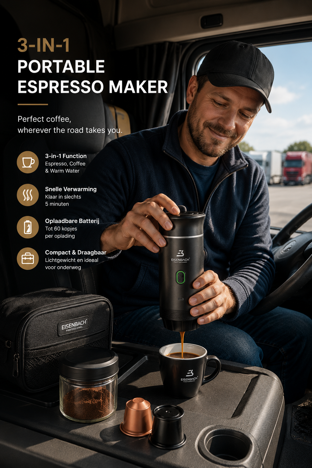 3-in-1 Draagbare Espressomachine