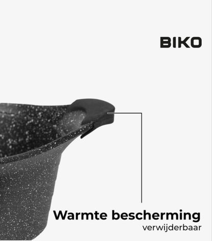 BIKO Kookset – 5-delige Pannenset met Glazen Deksel – Marmeren Coating – Geschikt voor Alle Warmtebronnen