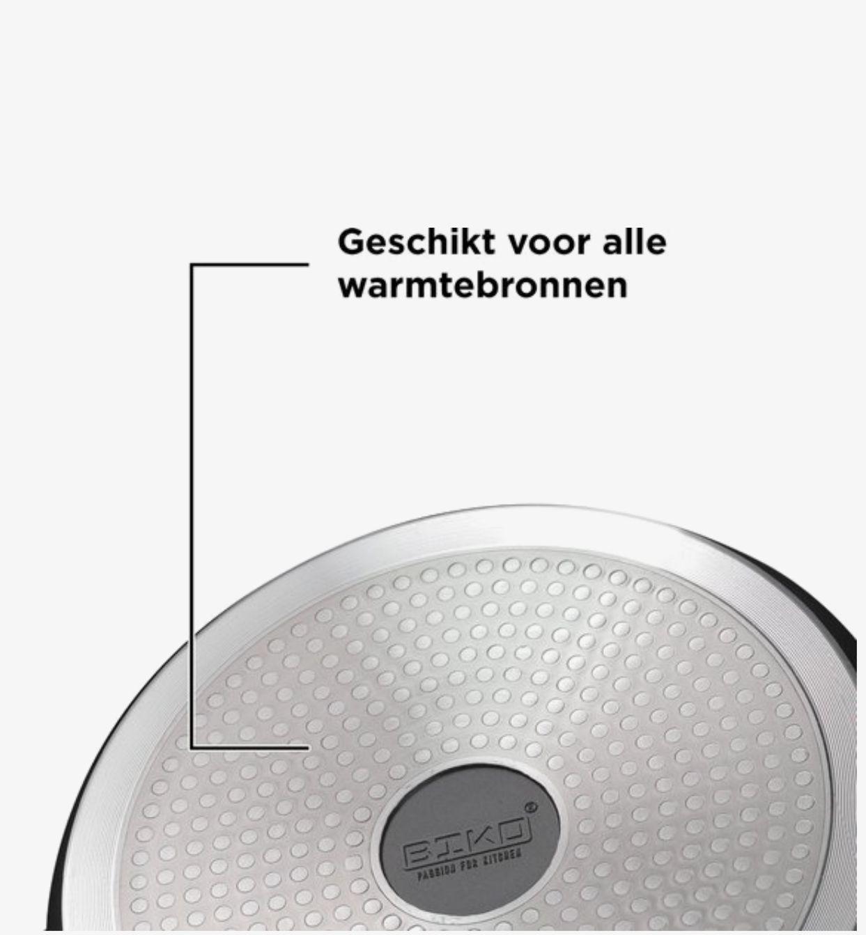 BIKO Braadpan 28cm – Luxe Diepe Pan met Glazen Deksel – Marmeren Coating & Hittebestendig
