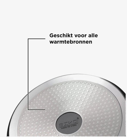 BIKO Braadpan 28cm – Luxe Diepe Pan met Glazen Deksel – Marmeren Coating & Hittebestendig