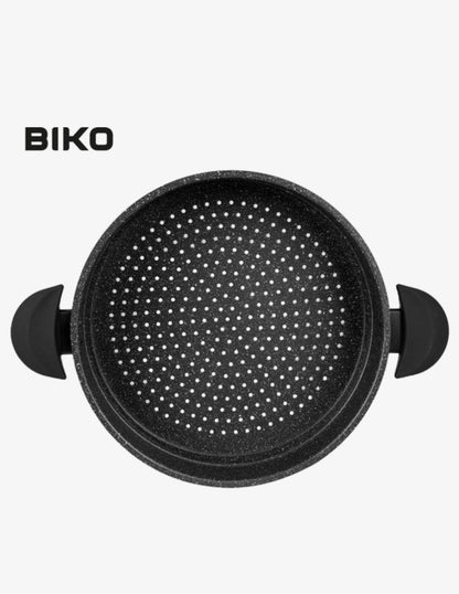 BIKO 12L  3-in-1 Stoompan – Luxe Couscous Pan met Glazen Deksel  – Marmeren Coating & Geschikt voor Alle Warmtebronnen